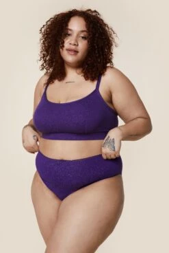 Culotte Taille Haute Coton BIO - Paillettes Violet -Optimal Lingerie Magasin 230413 WAJ eshop01