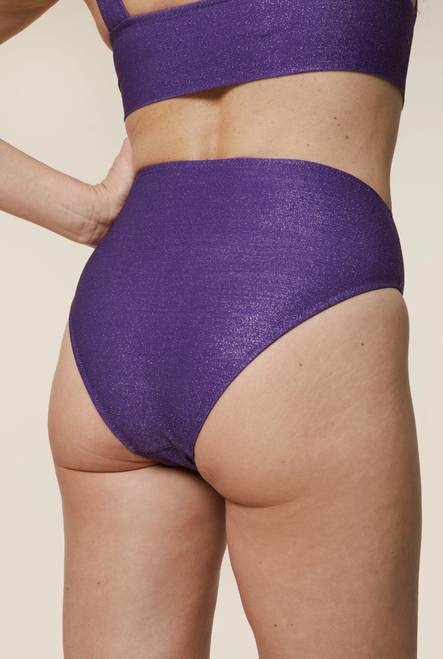 Culotte Taille Haute Maillot - Paillettes Violet 5 Culotte Taille Haute Maillot - Paillettes Violet – Image 3