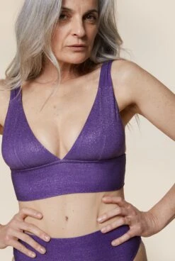 Ensemble Maillot Paillettes Violet - Triangle / Taille Haute -Optimal Lingerie Magasin 230413 WAJ eshop203