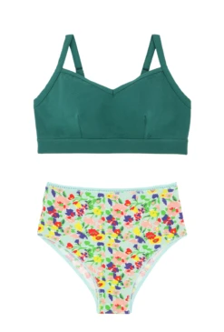 1 GRANDE BRASSIERE + 1 CULOTTE - Fleurs Rainbow