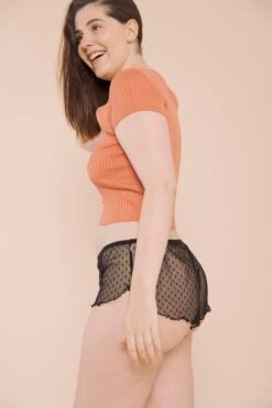 Shorty Flottant Tulle Plumetis - Pirate Black -Optimal Lingerie Magasin FW17 Jackie Shorty flottant Tulle Plumetti Pirate black3 copie