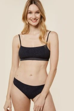Brassière Sans Couture - Paillettes Noir -Optimal Lingerie Magasin Femme blonde brassiere culotte sans couture noir paillettes