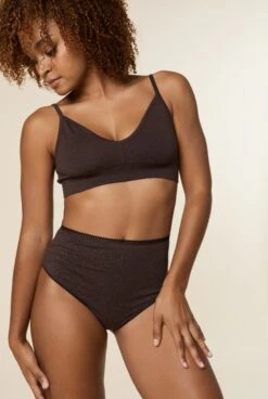Brassière Coton BIO - Paillettes Marron -Optimal Lingerie Magasin Femme brune brassiere culotte taille haute marron paillettes