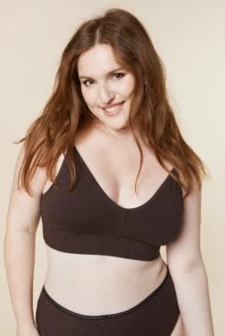 Brassière Coton BIO - Paillettes Marron -Optimal Lingerie Magasin Femme rousse brassiere marron paillettes