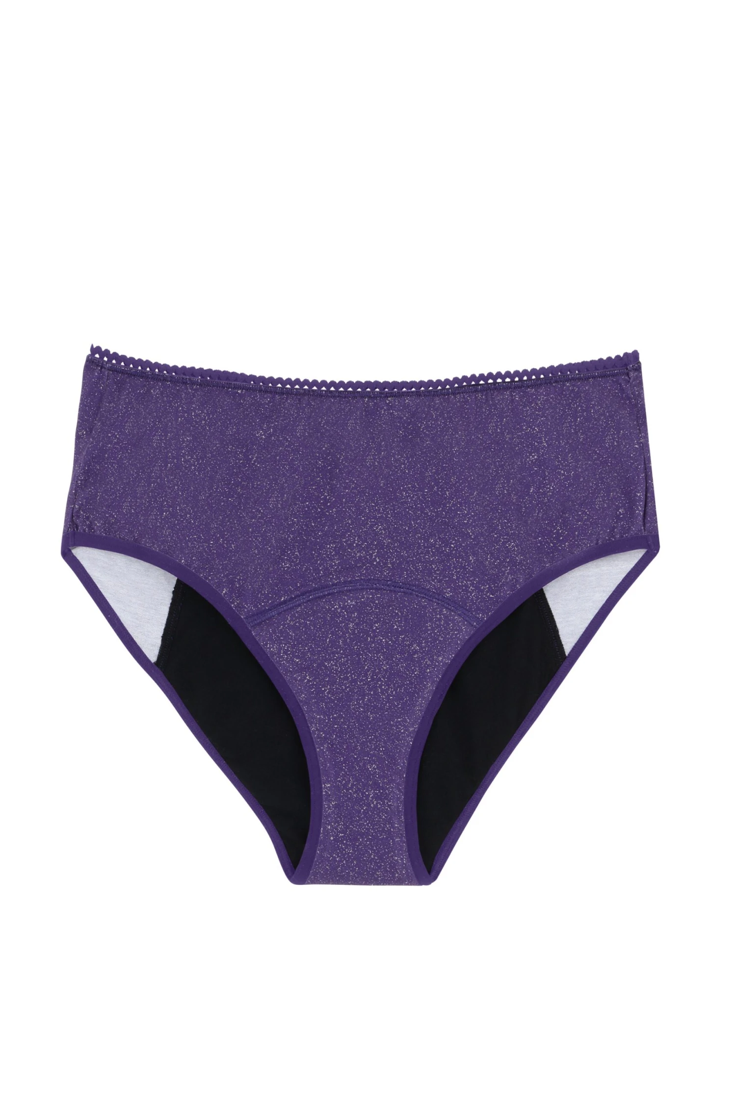 Culotte Taille Haute Menstruelle - Flux Nuit | Paillettes Violet 4 Culotte Taille Haute Menstruelle - Flux Nuit | Paillettes Violet – Image 2