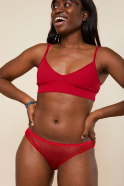 Culotte Tulle Plumetis - Rouge -Optimal Lingerie Magasin TULLE4