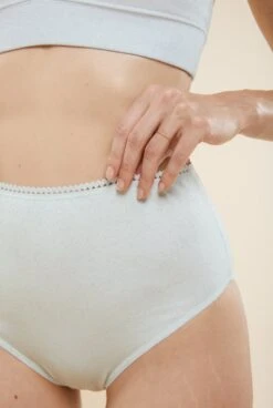 Culotte Taille Haute Coton BIO - Paillettes Vert D'eau