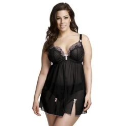 Nuisette Babydoll Elomi Betty Décolleté Plongeant Noir