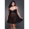 Nuisette Babydoll Emma En Résille Et Dentelle Noire -Optimal Lingerie Magasin babydoll grande taille noire et soie