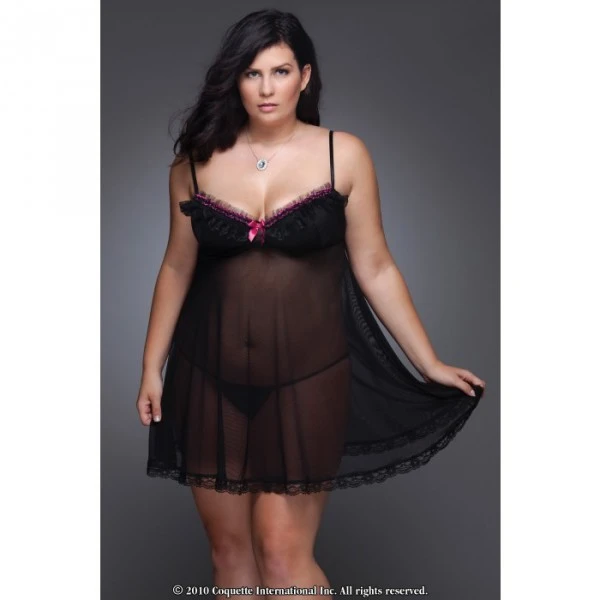 Nuisette Babydoll Emma En Résille Et Dentelle Noire 3 Nuisette Babydoll Emma En Résille Et Dentelle Noire