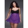 Nuisette Babydoll Agatha En Maille Et Dentelle Noire Et Violet -Optimal Lingerie Magasin babydoll grande taille voile transparent fuschia