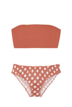 1 BRASSIERE BANDEAU + 1 CULOTTE - Pois Terracotta