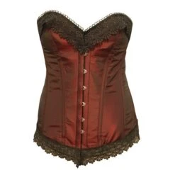 Corset En Soie Et Dentelle Calamity Marron
