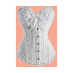 Corset Damassé Décolleté Cœur Ivoire