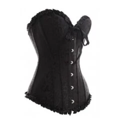 Corset Damassé Décolleté Cœur Noir