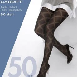 Collant Opaque Motifs Losanges Noir 50 Deniers Cardiff