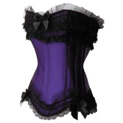 Corset Burlesque En Satin Violet Et Dentelle Noire