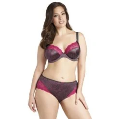 Culotte Elomi Jocelyn Framboise/gris -Optimal Lingerie Magasin culotte jocelyn 3