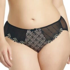 Culotte Satinée Et Dentelle Noire Brodée Elomi Madison