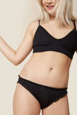 Bloomer Menstruel Paillettes - Flux Moyen -Optimal Lingerie Magasin femme blonde brassiere bloomer menstruel paillettes noir