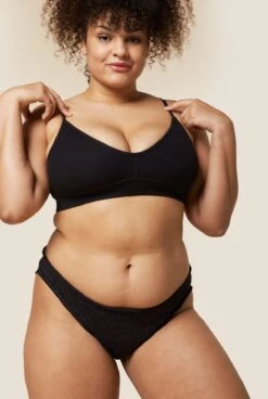 Bloomer Menstruel Paillettes - Flux Moyen -Optimal Lingerie Magasin femme brune brassiere noire bloomer menstruel noir paillettes