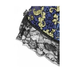 Corset Brocart Flower Metal Bleu Et Or -Optimal Lingerie Magasin flower metal 2