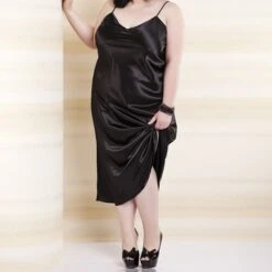 Nuisette Longue DKaren Halka Iga Satin Et Fine Dentelle