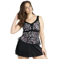 Jupette De Maillot De Bain Elomi Isis Avec Culotte Intégrée Noir -Optimal Lingerie Magasin jupette de bain noire 3