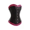 Corset Satiné Noir Et Liseré Fuchsia Marquise -Optimal Lingerie Magasin marquise