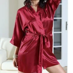 Peignoir Court En Satin Plusieurs Coloris POM 90 -Optimal Lingerie Magasin pomme90 3