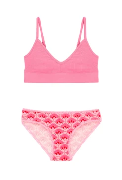1 BRASSIERE + 1 CULOTTE - Paon Rose