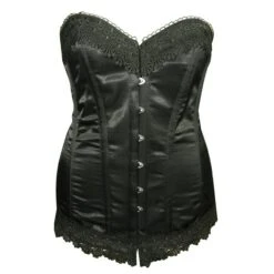 Corset En Satin Noir Et Dentelle