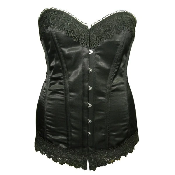Corset En Satin Noir Et Dentelle 3 Corset En Satin Noir Et Dentelle