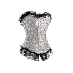 Corset En Satin Damassé Argenté So Beauty