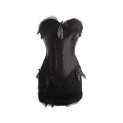 Corset En Satin Et Jupette Noire Softy Black