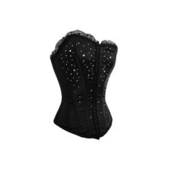 Corset En Satin Noir Et Strass Star