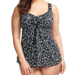Tankini Elomi Panzara évasé Blanc Et Noir