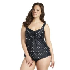 Tankini Elomi Rara Noir à Pois Blanc -Optimal Lingerie Magasin tankini elomi swim rara 2