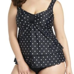 Tankini Elomi Rara Noir à Pois Blanc