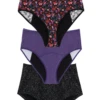 3 Culottes Menstruelles - Paillettes Nuit -Optimal Lingerie Magasin troisculottesmenstruellesfleurspaillettesvioletpaillettesnoir