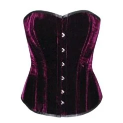Corset Victorien Grande Taille En Velours Bordeaux T48 à 54